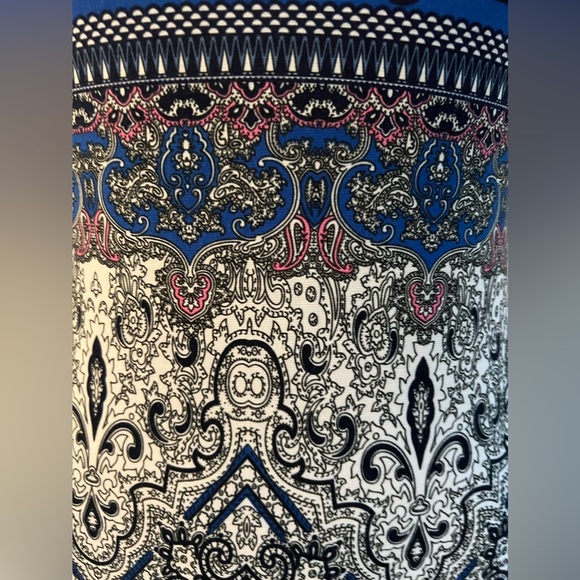 Cap Sleeves Geo Paisley Midi Bodycon Dress Sz S/M - Picture 6 of 13